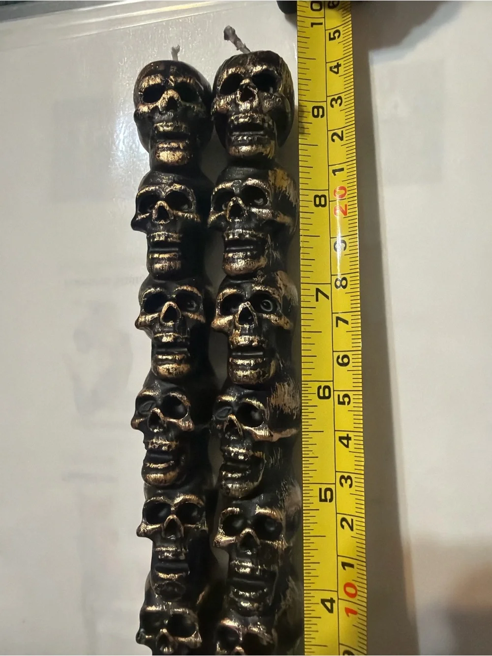 Decorative Skull Taper Candles - Metallic Black
